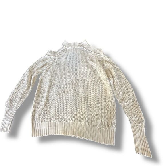 Free People Sweater Women’s Half Moon Bay Ivory Cold Shoulder Oversized XS - Picture 2 of 7